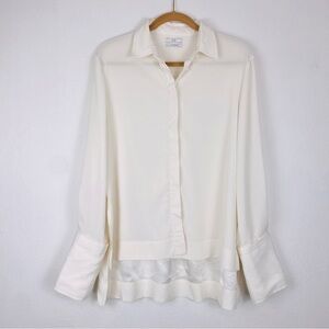 CO Womans Off White Button Down Blouse Fall Winter 2019 Large Cuff Detail M